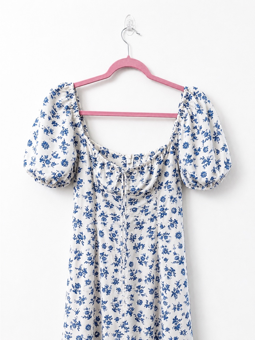 Blue Floral Tie-Front Maxi Dress with slit